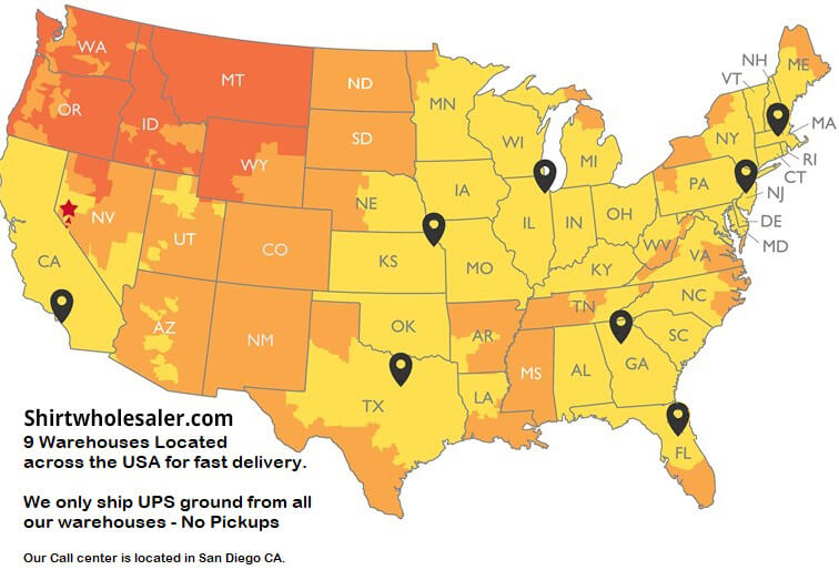 Bulk T-shirt Map