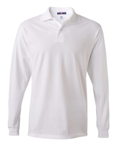 Jerzees Boys Big Spot Shield Long Sleeve Polo Sport Shirt 