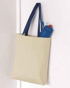 Q-Tees Q4400 11L Canvas Tote With Color Handles