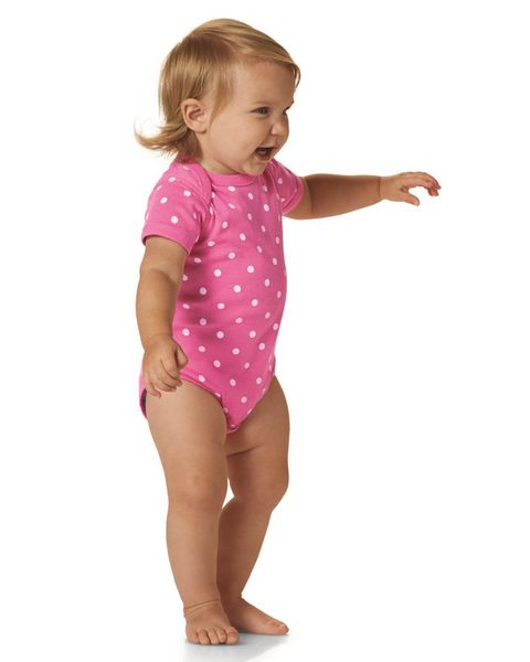 Rabbit Skins 4400 Infant Baby Rib Bodysuit Pink in Nana I Trust